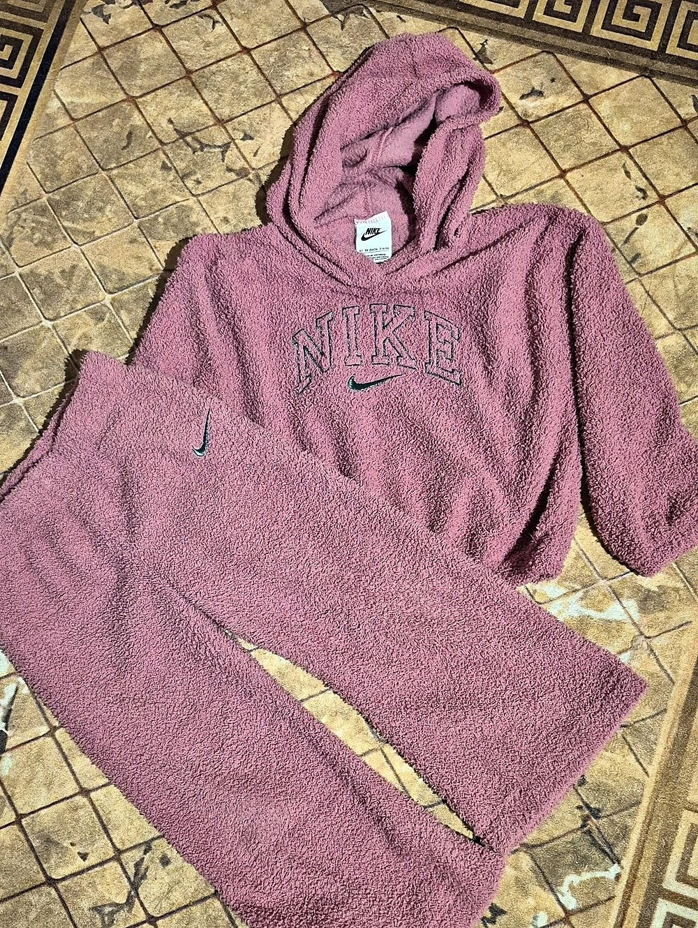 Nike Kids Fleece Hoodie Pants Set Pink Size 3-4Y